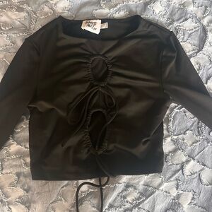 Princess Polly Black Cut-Out Crop Top